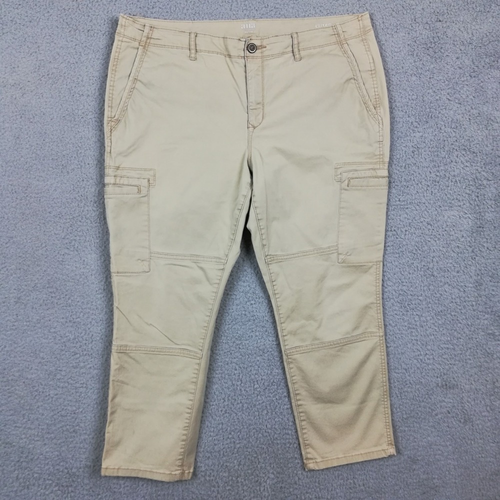 A.N.A Womens Pants Cargo Crop Khaki Tan Stretch Mid‎ Rise Petite 16P